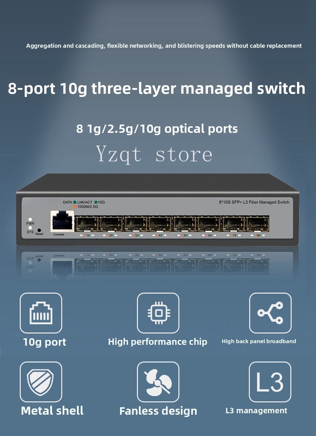 Sfp+ 10G Managed Switch 8 Port - 8-портовый 10-гигабитный Ethernet-коммутатор для серверов, NAS